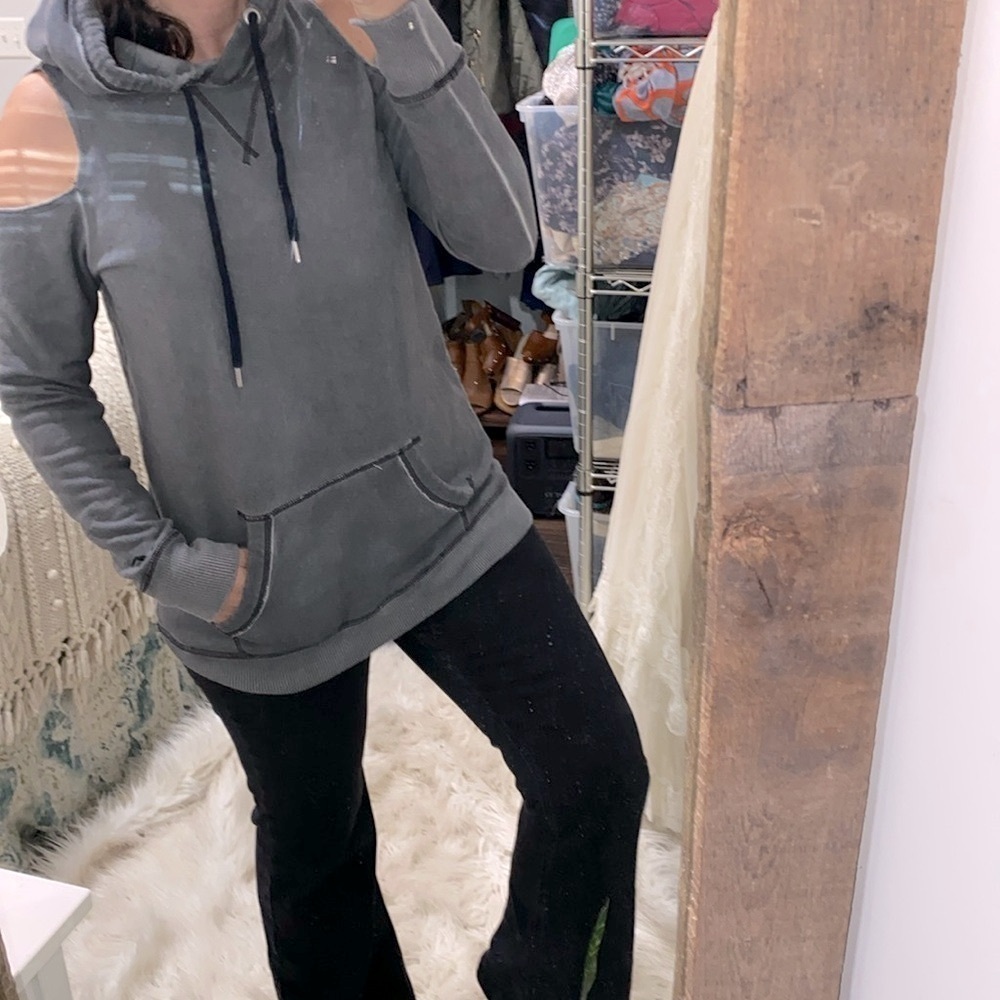 Hollister hooded sweatshirt grey size small